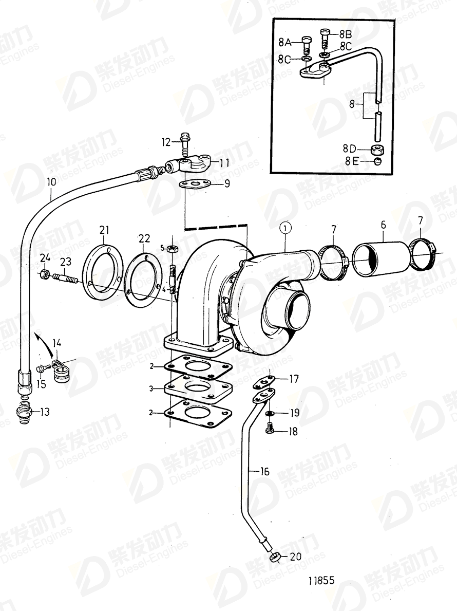 volvo penta Gasket 848693 Drawing volvo penta Gasket 848693 Drawing